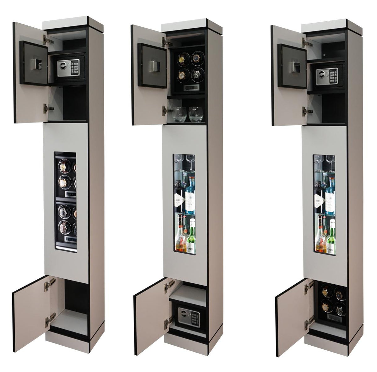Standuhren Contrast mit 4er Uhrenbeweger, Minibar, Safe, 8er Uhrenbeweger und vielen weiteren Optionen - ZEITCRAFT