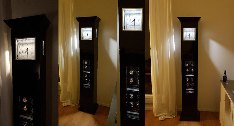 8er Uhrenbeweger Standuhr schwarz mit weißem Zifferblatt