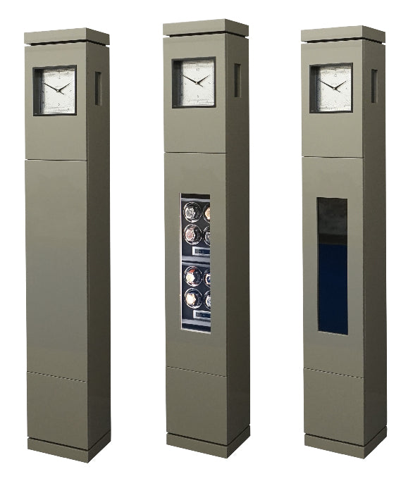 Square Standuhr von Zeitcraft in drei verschiedenen Varianten - geschlossene Mitteltür, Mystery Glas und 8er Uhrenbeweger